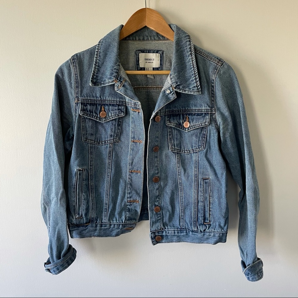 F21 Perfect summer crop cotton denim jean jacket